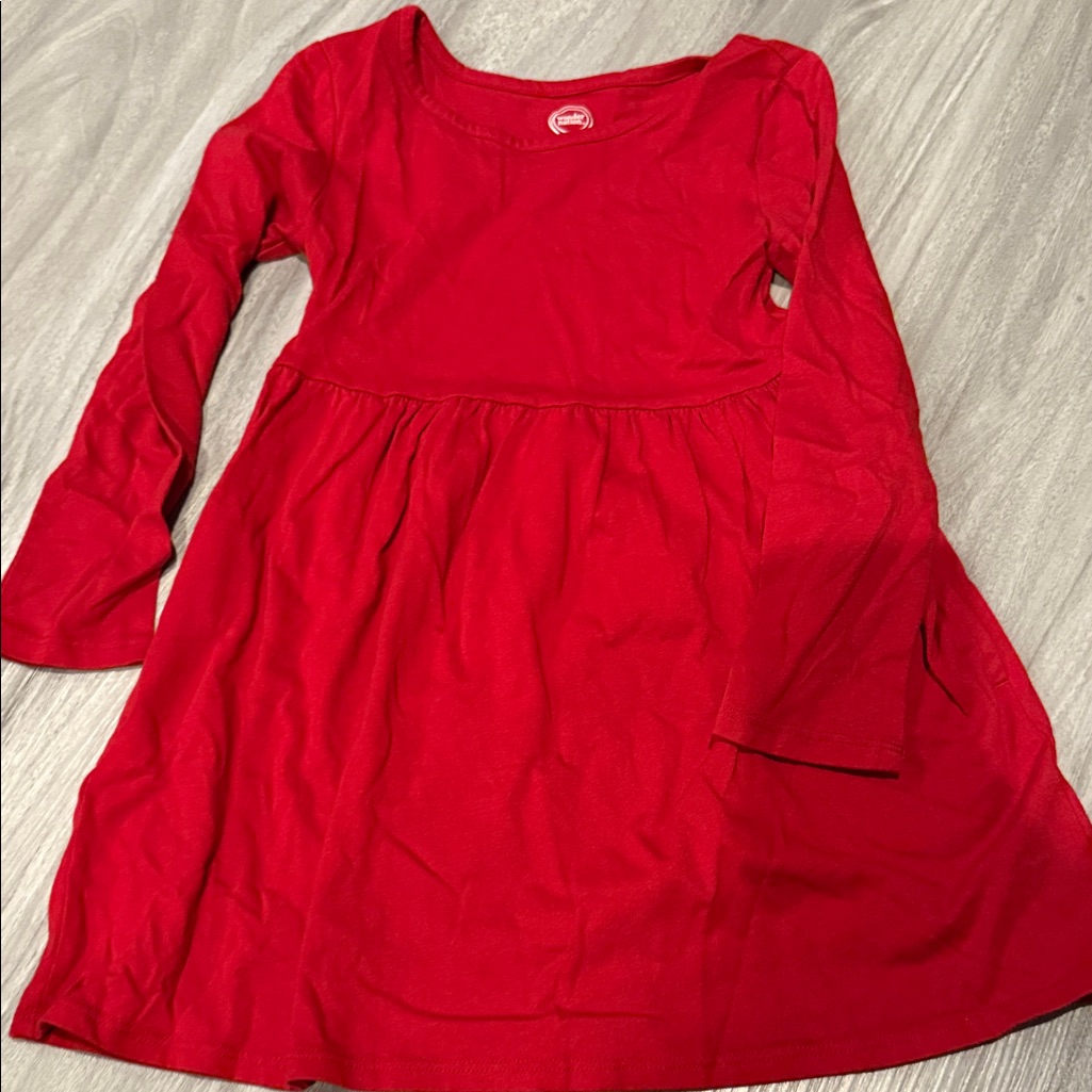 Wonder Nation Bright Red Long Sleeve Dress